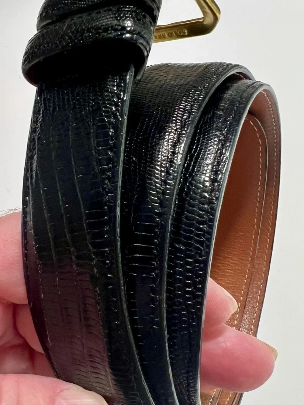 Allen Edmunds Men’s Exotic Teju Lizard Hide And Leather Belt Size 36/90, No. 261